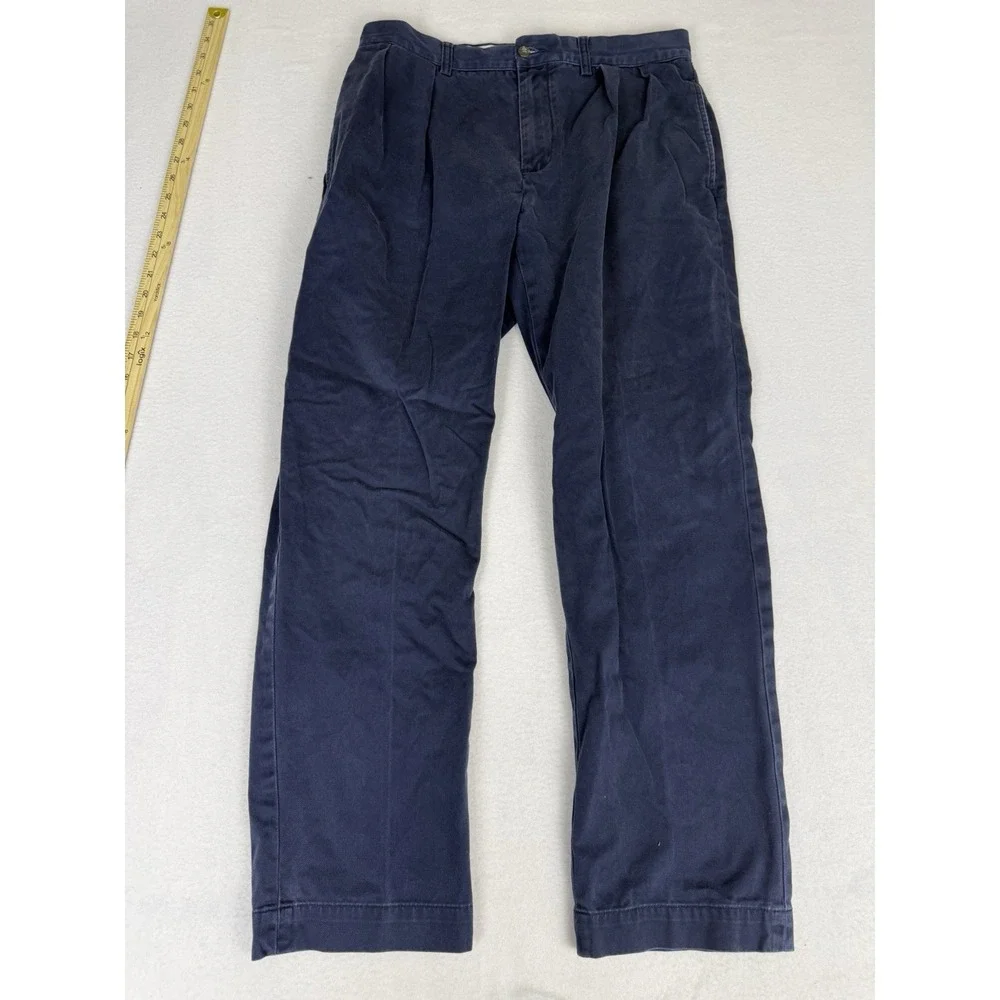Polo Ralph Lauren Pants Mens 32x30‎ Blue Ethan Cotton Chino Pleated Casual